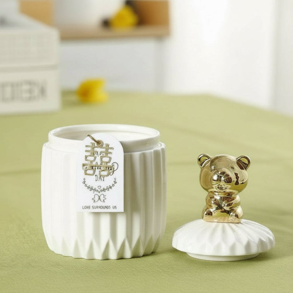 Keramisk ljushållare med guldfärgad detalj - Peak