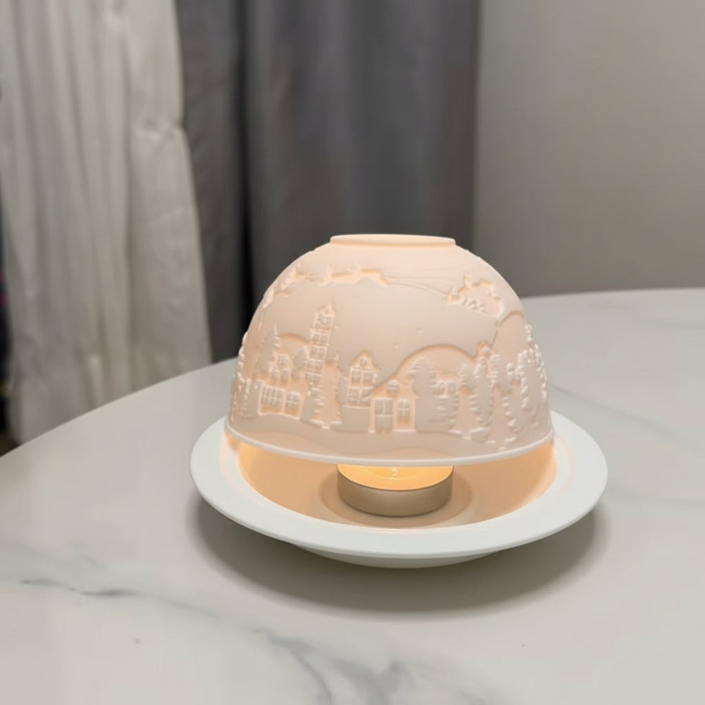 Porslinslykta julmotiv – Snowfall