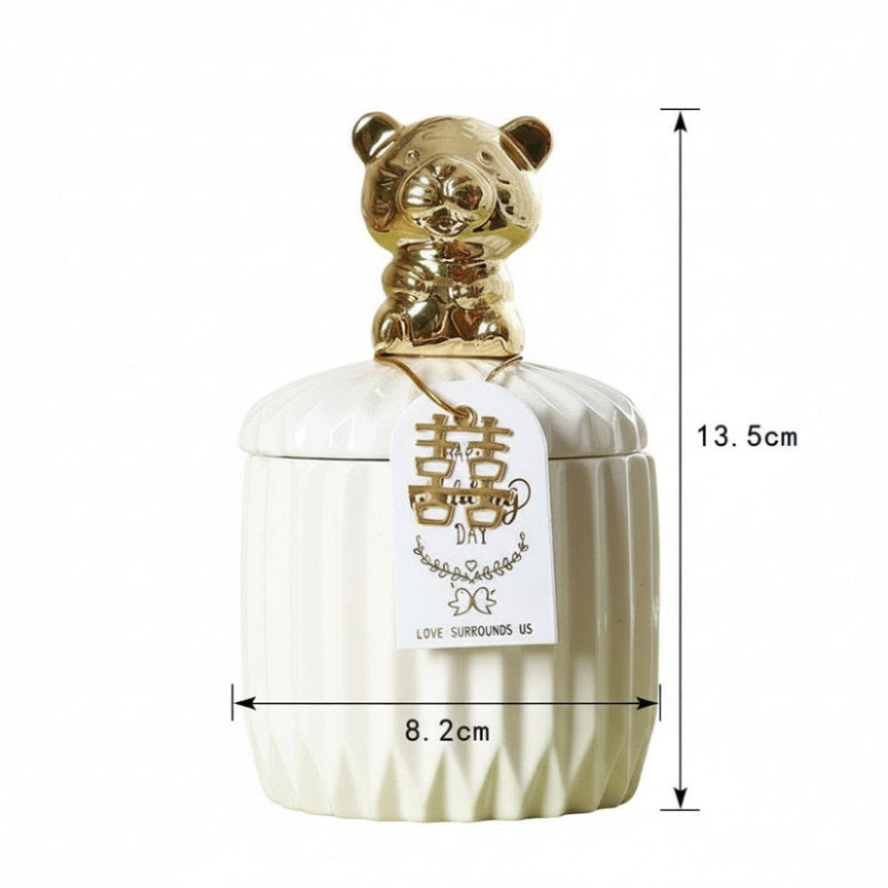 Keramisk ljushållare med guldfärgad detalj - Peak