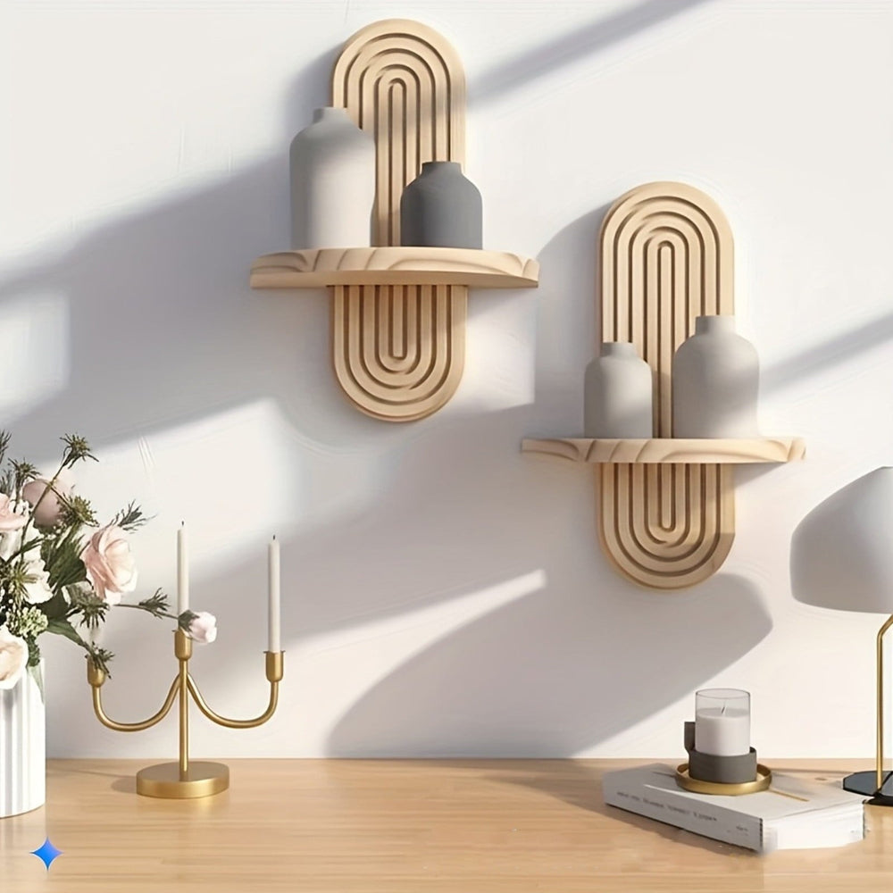 Vägghylla i trä med 1 hyllplan – regnbågsdesign