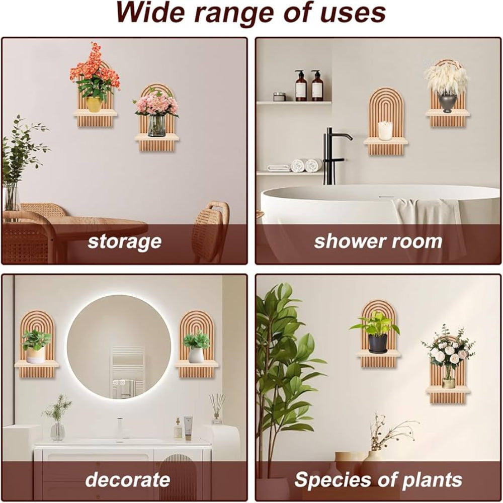 Vägghylla i trä med 1 hyllplan – regnbågsdesign