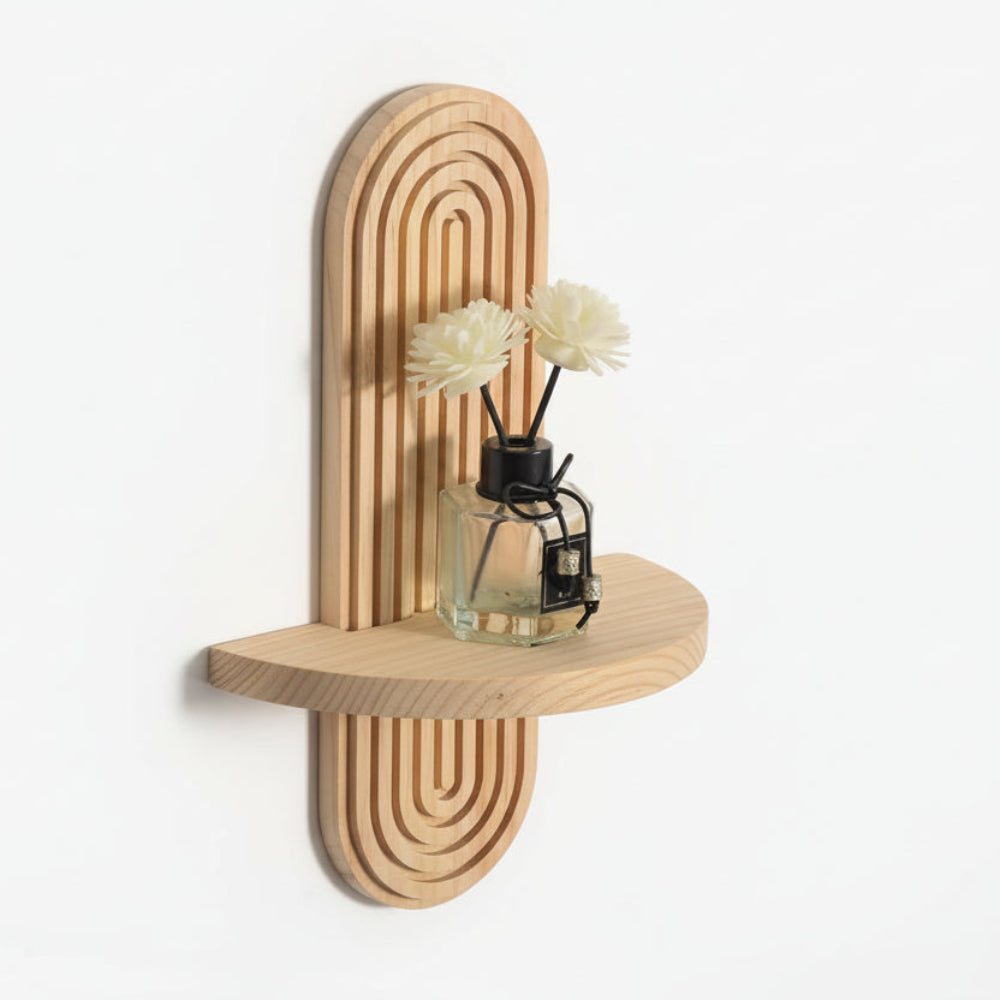 Vägghylla i trä med 1 hyllplan – regnbågsdesign