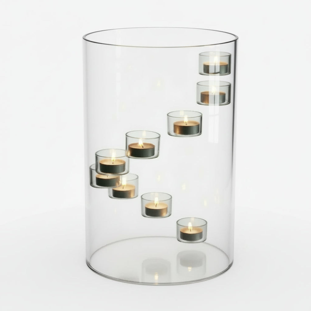 Glaslykta med spiralformade ljushållare – Aurora