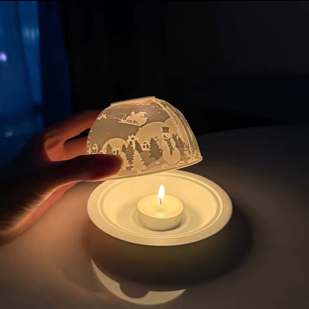 Porslinslykta julmotiv – Snowfall