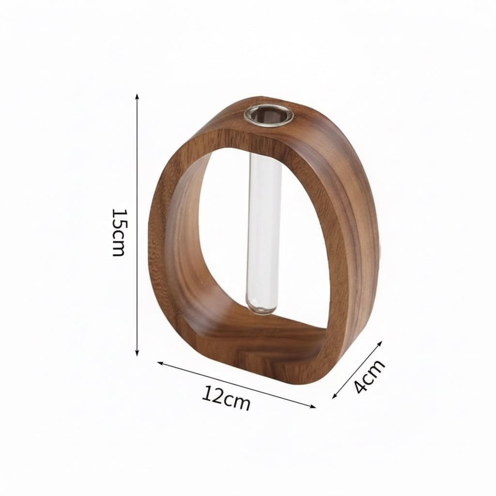 Växtvas i trä med glasrör - Autumn