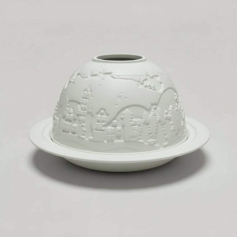 Porslinslykta julmotiv – Snowfall