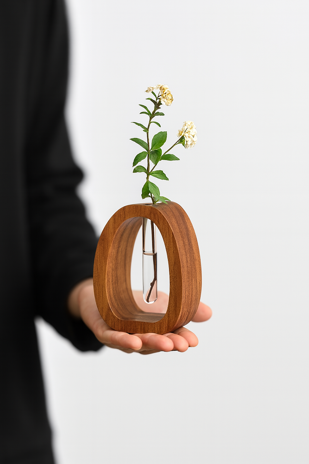 Växtvas i trä med glasrör - Autumn