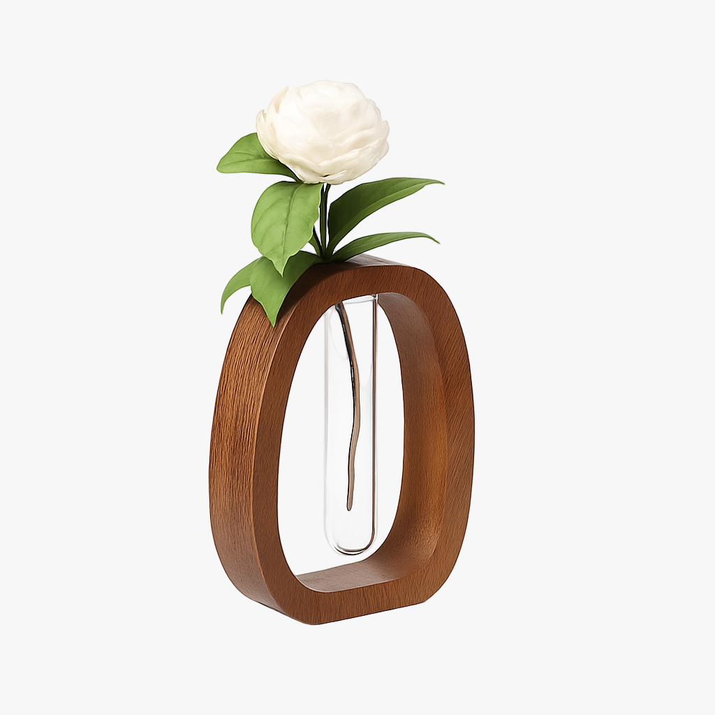 Växtvas i trä med glasrör - Autumn