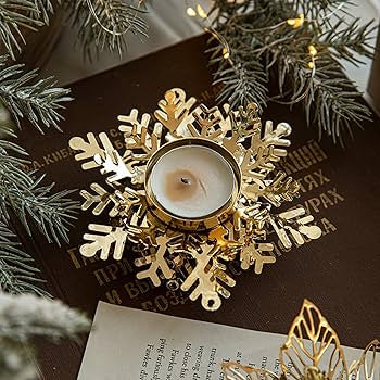 Ljuslykta snöflinga i guld - Frostglow