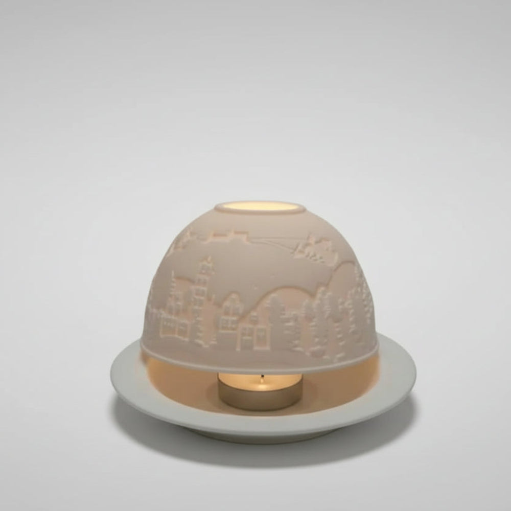 Porslinslykta julmotiv – Snowfall