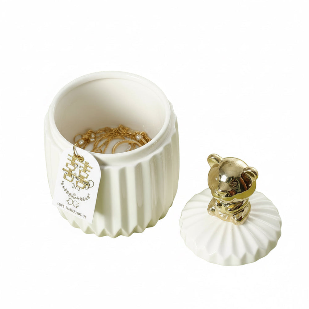 Keramisk ljushållare med guldfärgad detalj - Peak