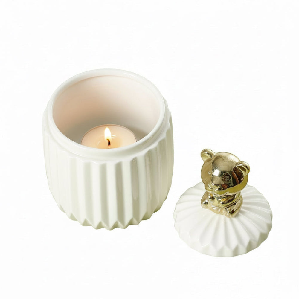 Keramisk ljushållare med guldfärgad detalj - Peak