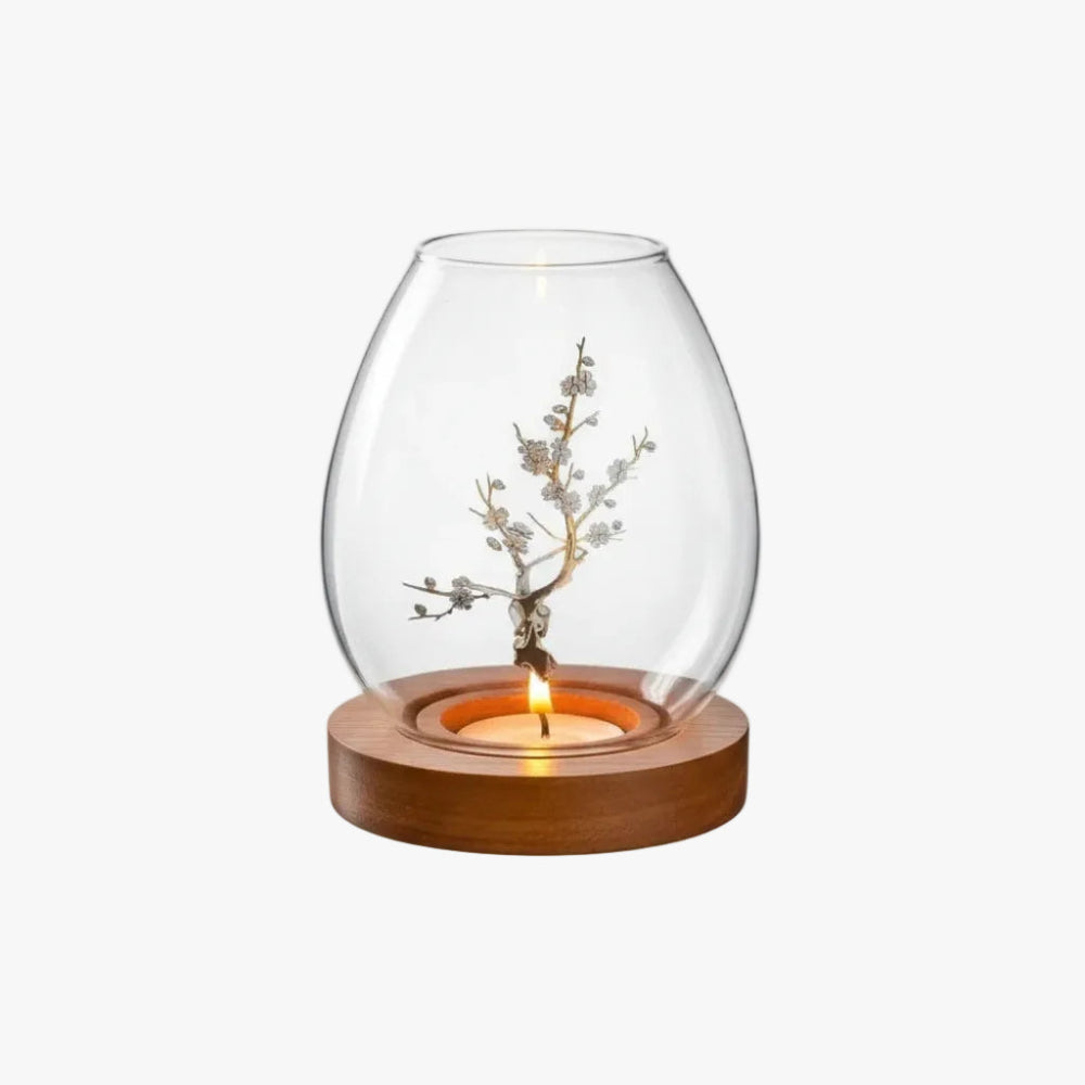 Ljuslykta med träbas - Light wood