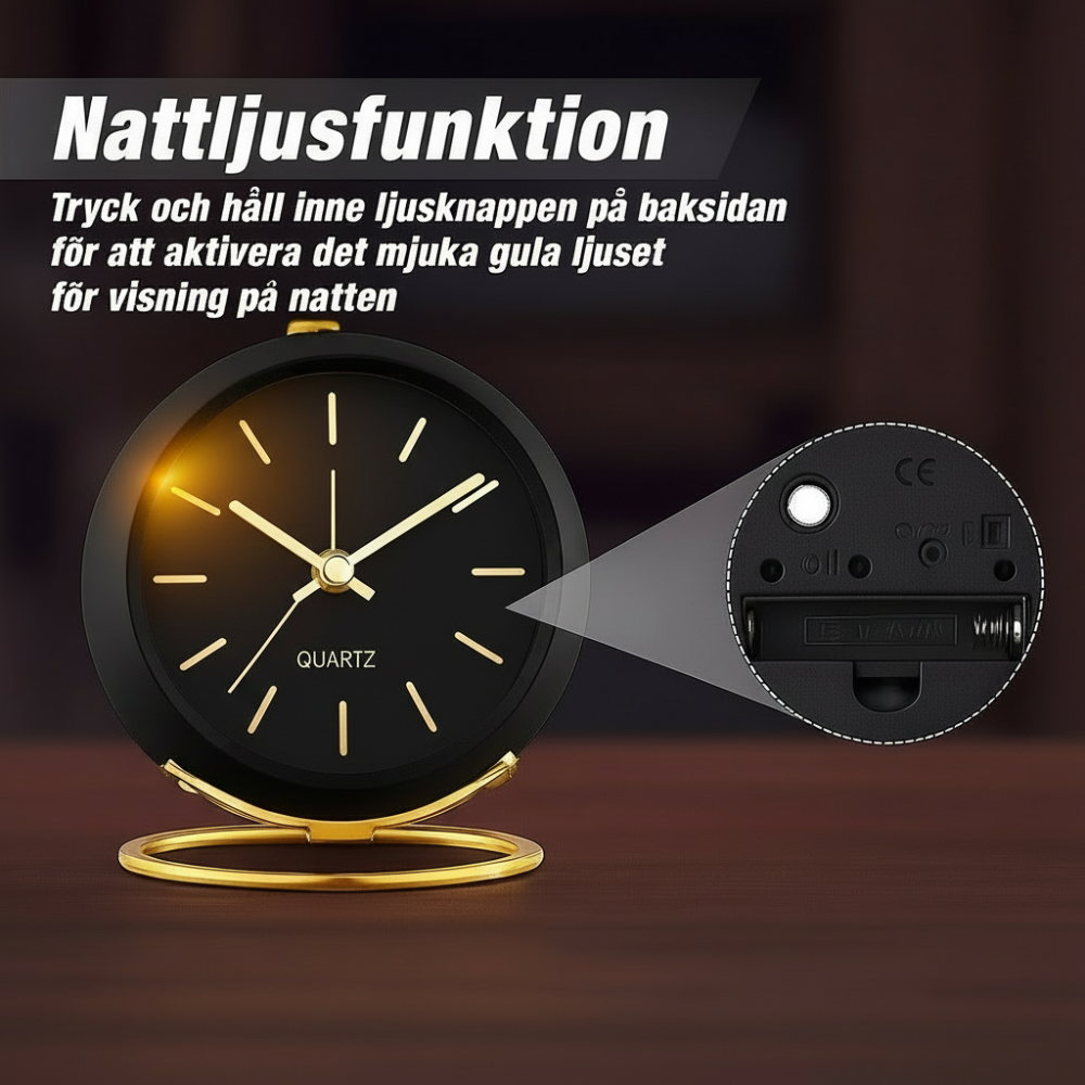 Retro analog väckarklocka – Silent Glow