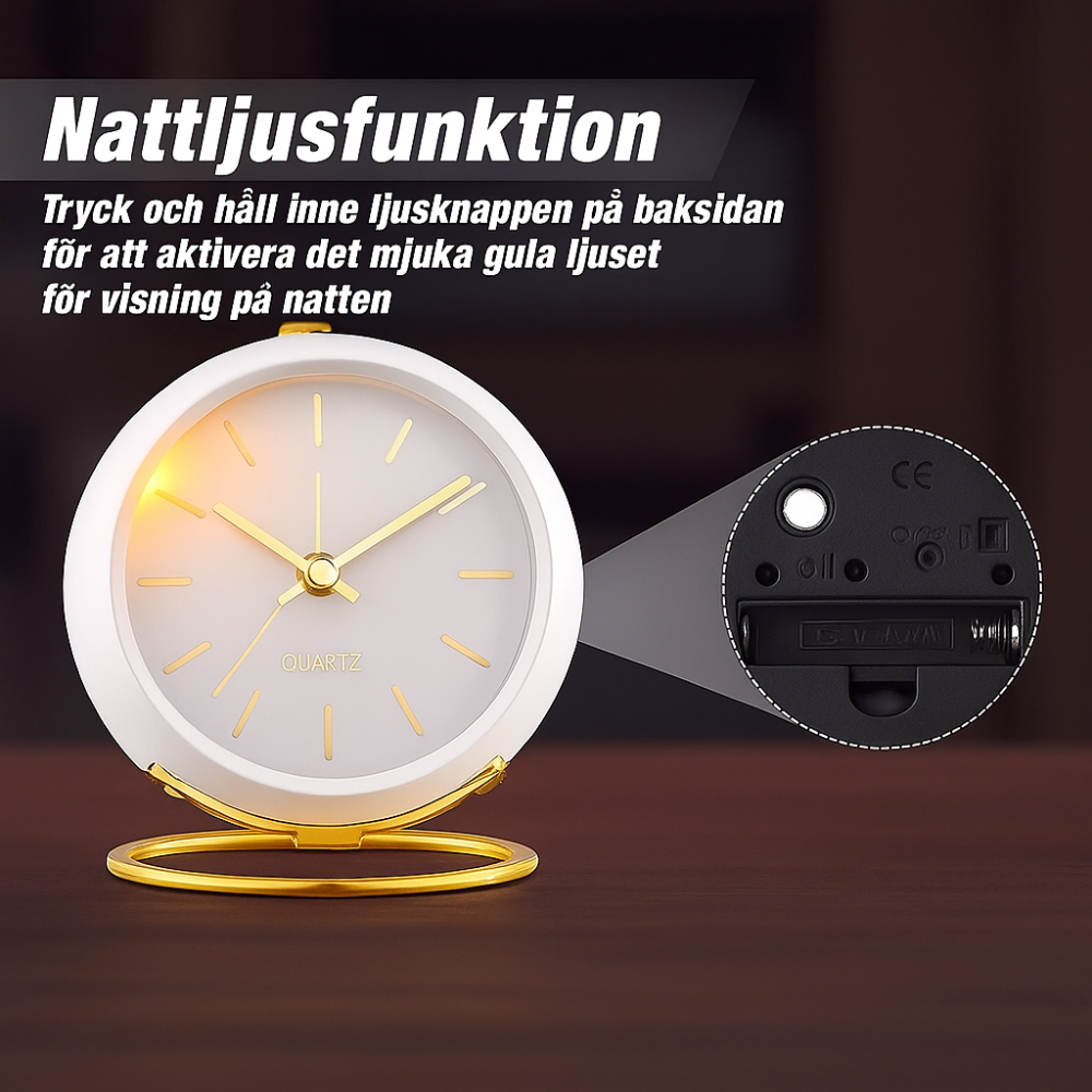 Retro analog väckarklocka – Silent Glow