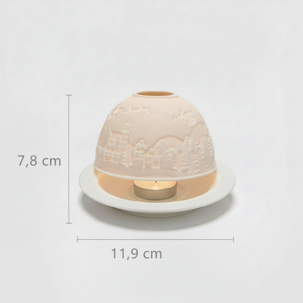 Porslinslykta julmotiv – Snowfall
