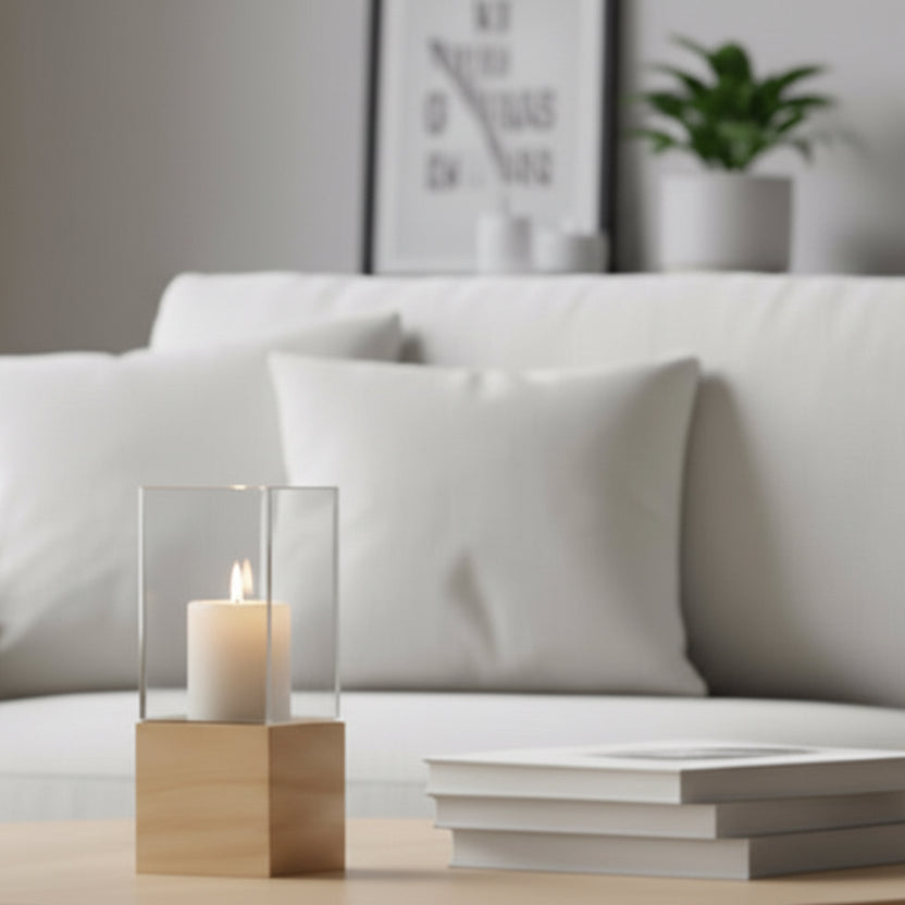 ljuslykta i skandinavisk stil på bord