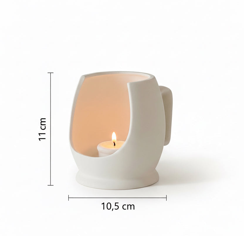 keramisk ljushållare med sidöppning och värmeljus