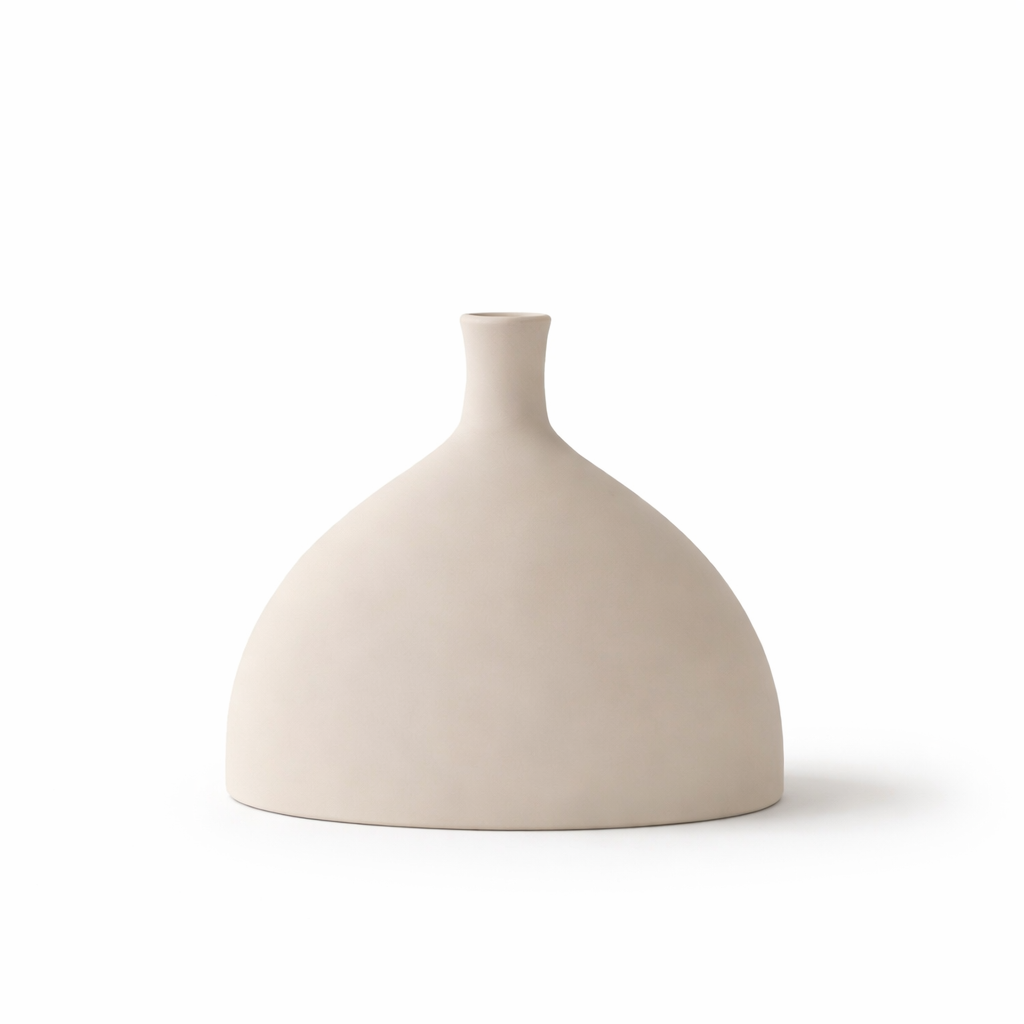 Skulptural vas i matt beige keramik – Dune | skandinavisk design