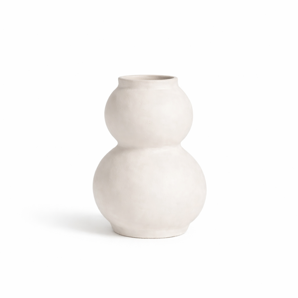 Skulptural vas i matt beige keramik – bubble | skandinavisk design