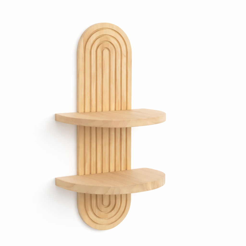 Vägghylla i trä med 2 hyllplan – regnbågsdesign | skandinavisk inredning