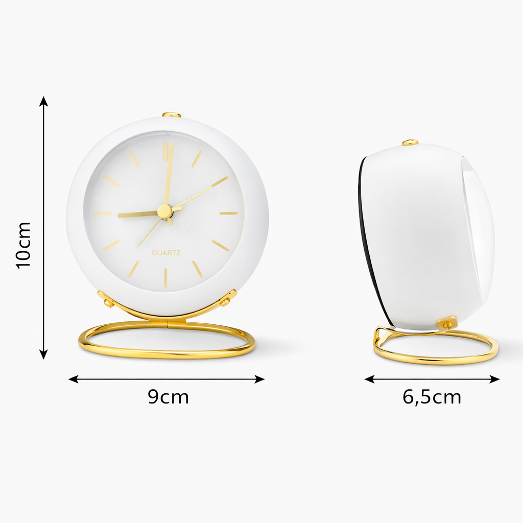 Vit retro väckarklocka med måttangivelser i centimeter