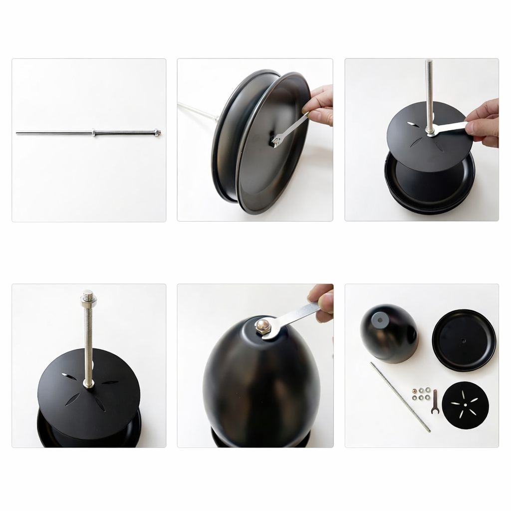 installation av svart värmeljuskamin metall
