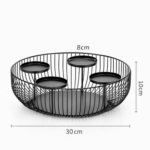 svart metall ljusfat med måttangivelser