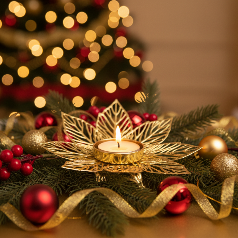 blommig ljuslykta i guld dekorativ miljö