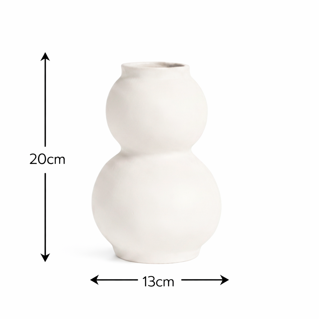 Skulptural bubble-vas i matt beige keramik med mått