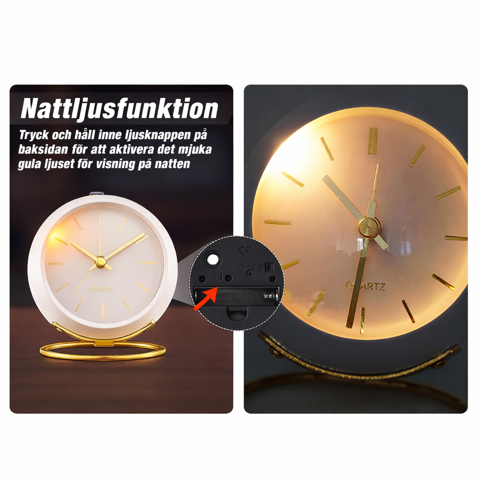 Retro analog väckarklocka silent glow