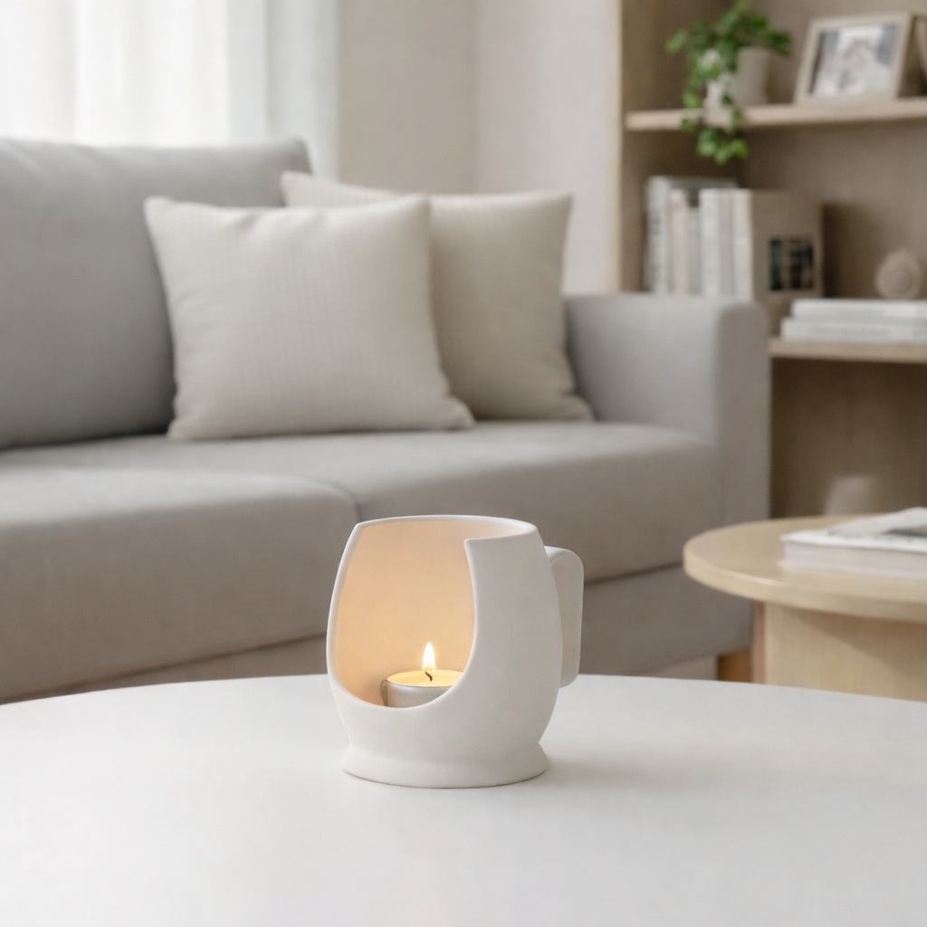 Ljushållare i vit keramik för värmeljus