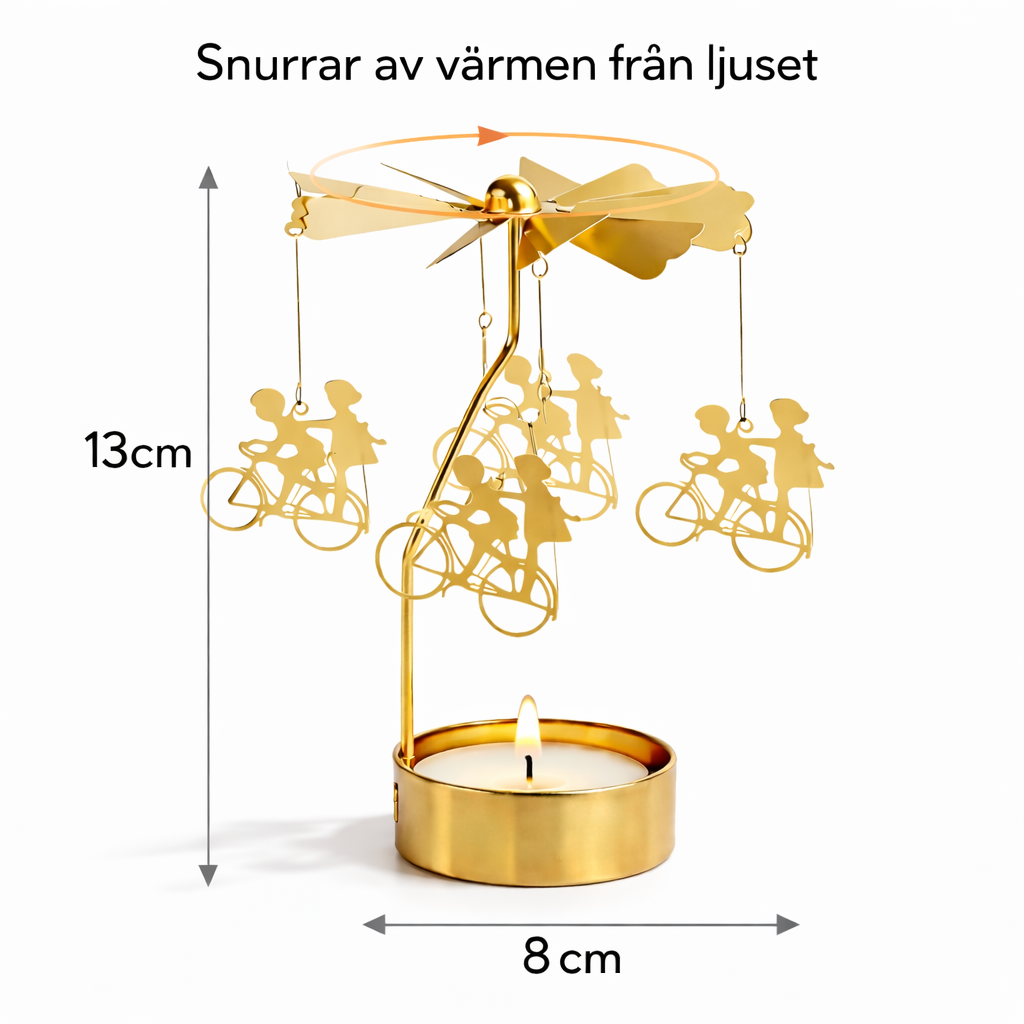 roterande ljuslykta guld cykelmotiv mått
