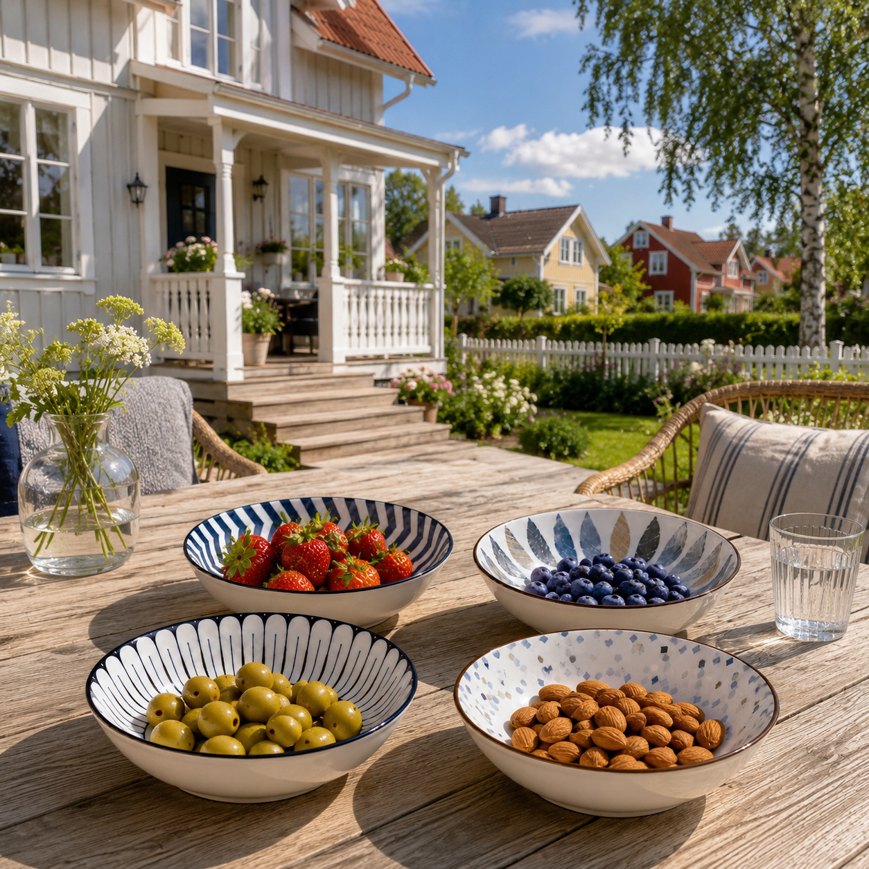 mönstrade skålar utomhus