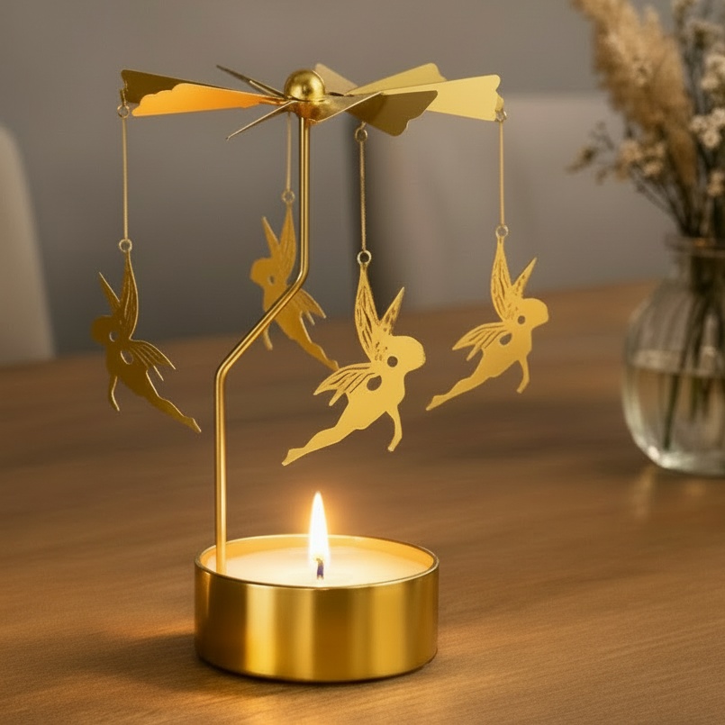 änglaspel guld träbord närbild ljus