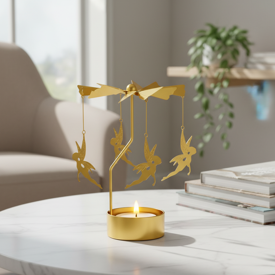 änglaspel guld bord vardagsrum dekoration