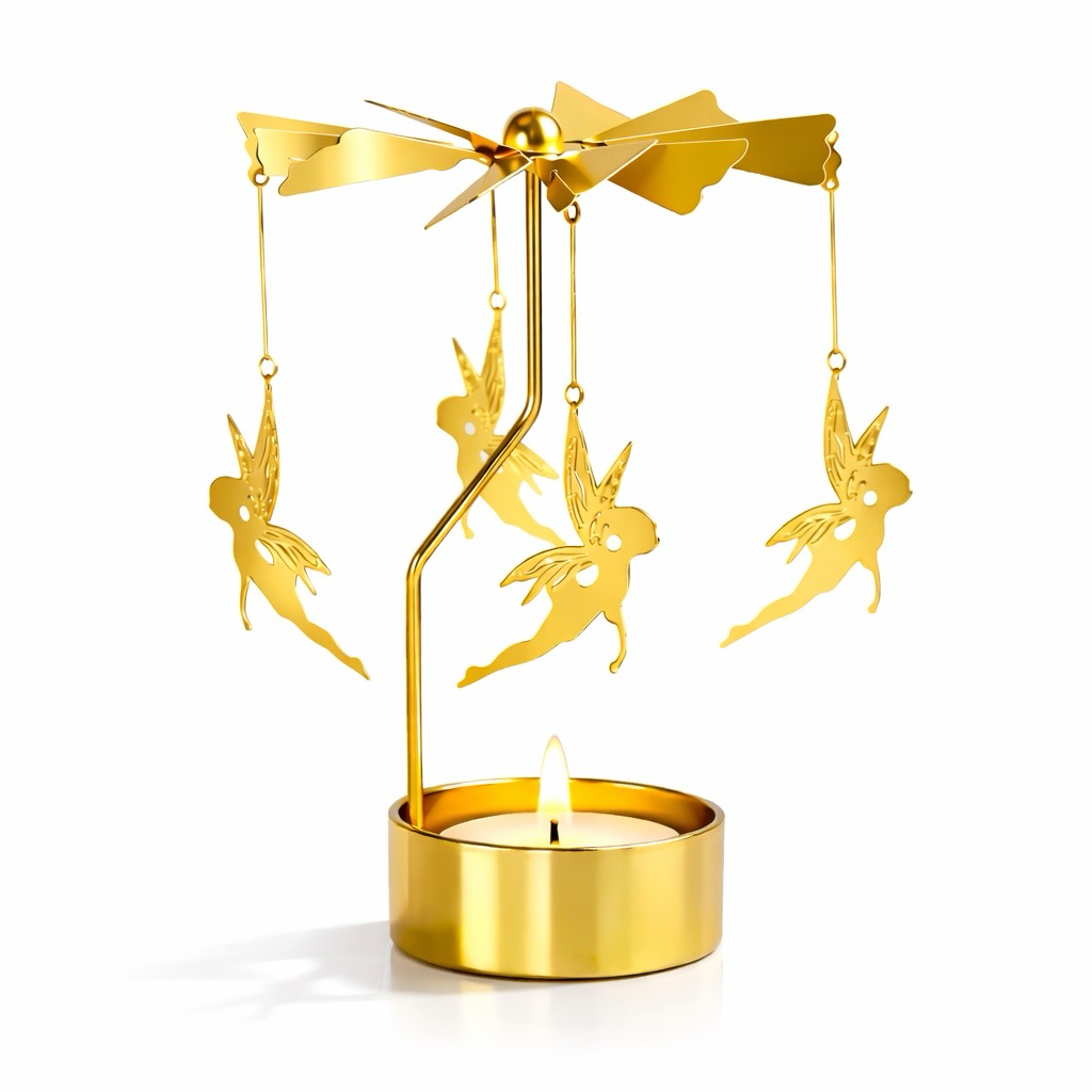 änglaspel guld änglar roterande ljuslykta