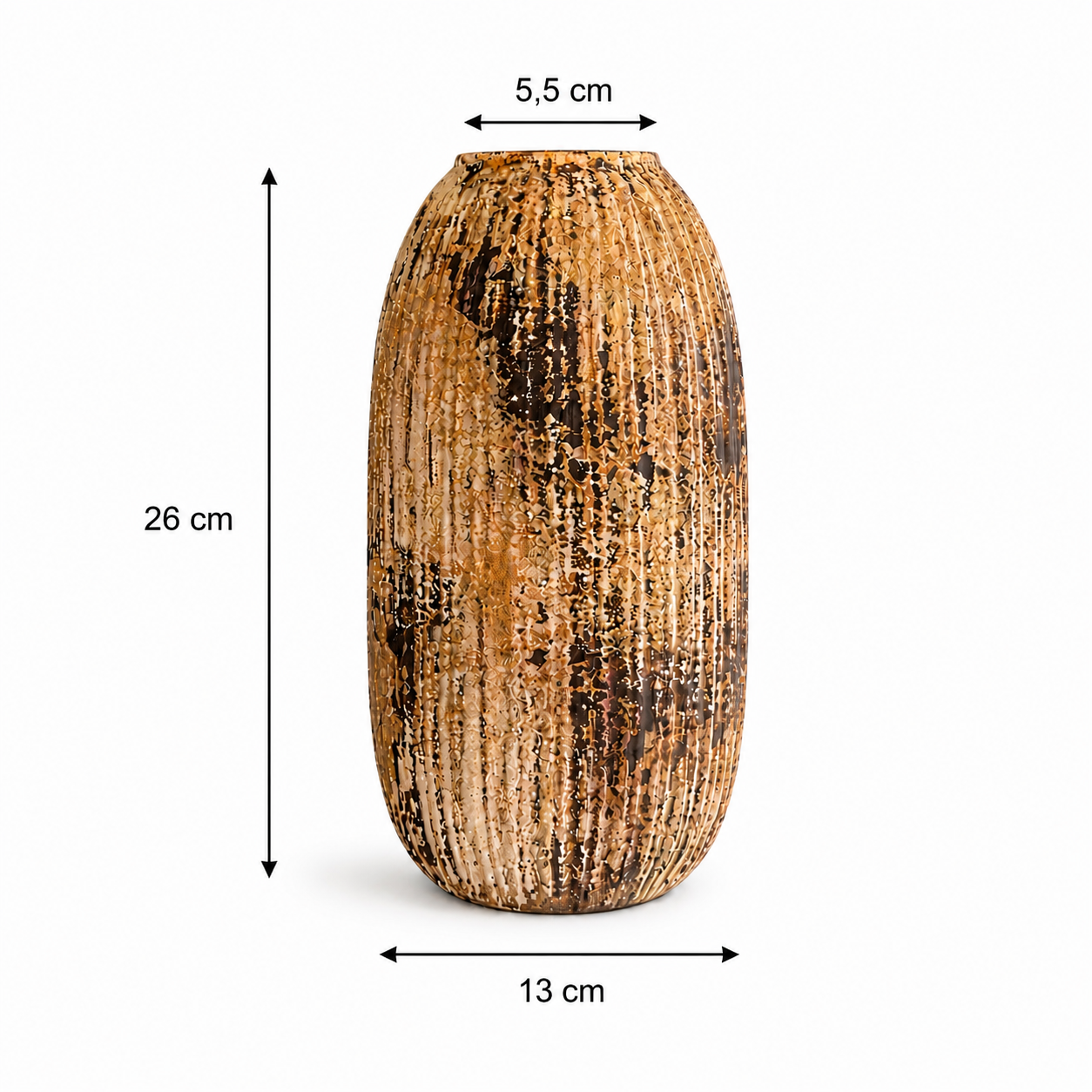 rustik keramikvas beige brun måttbild