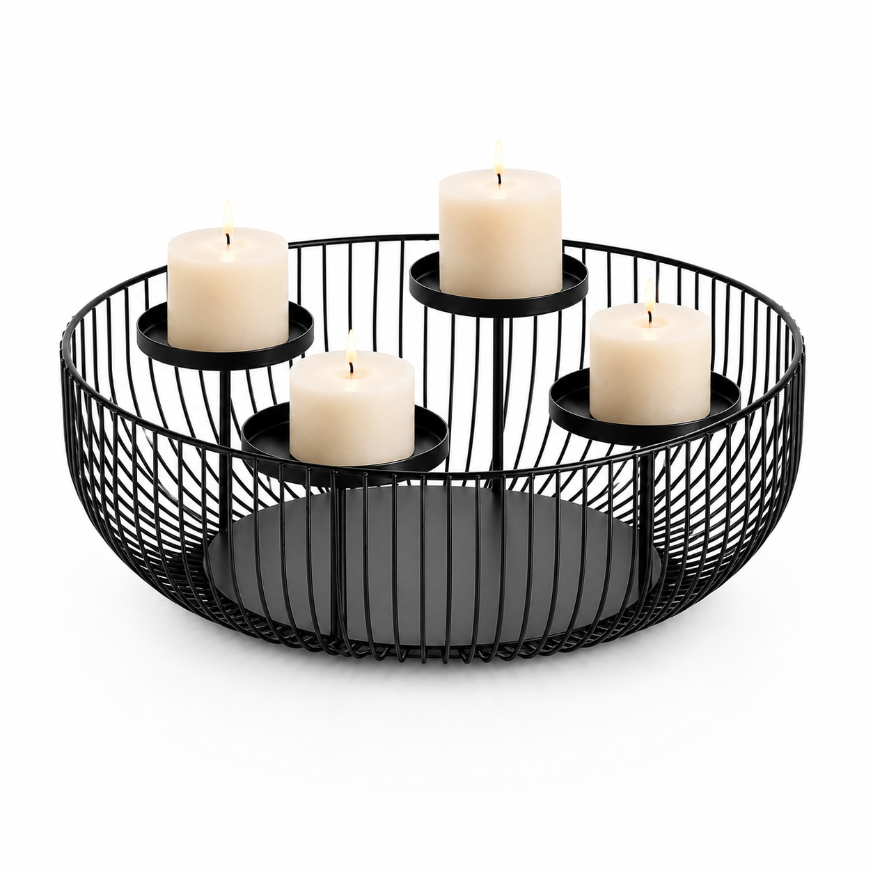 svart ljusstake med fyra blockljus