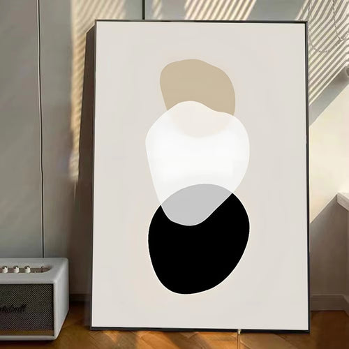 Abstrakt poster svart beige minimalistisk väggdekoration